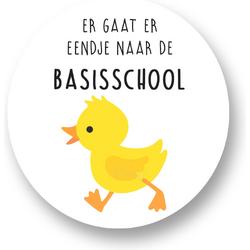 24 x Traktatie stickers Afscheid Kleuterschool - sticker start Basisschool - Eendje - Er gaat er eendje naar de Basisschool | Sluitsticker | Wensetiket - Cadeausticker - Kinder Traktatie